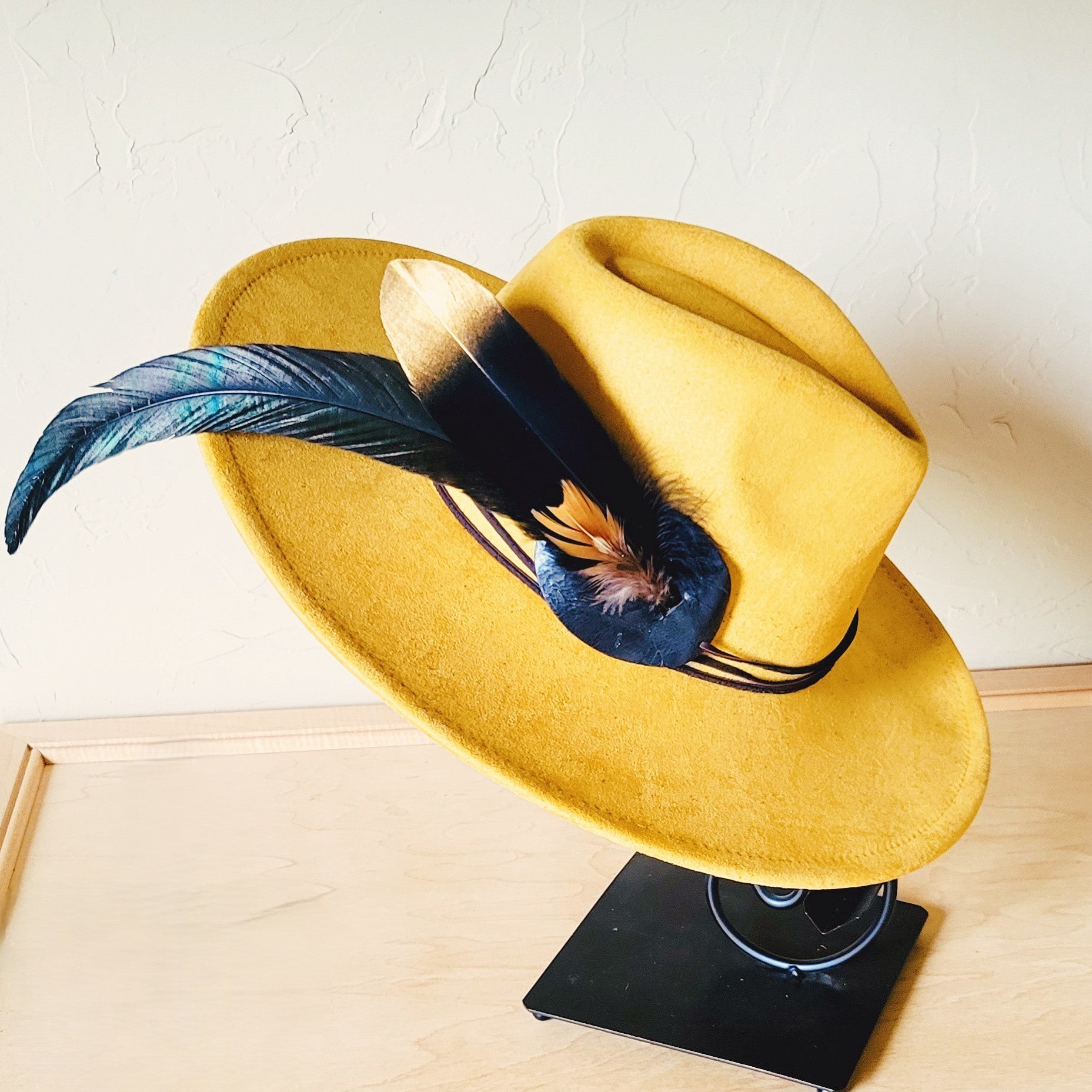 Mustard Boho Western Hat w/ Choice of Turquoise Hat Accent 983v