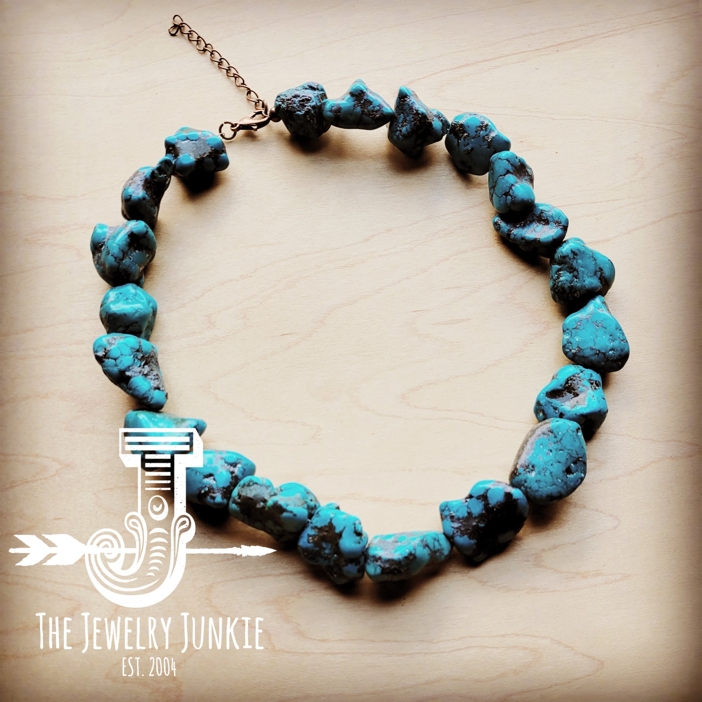 Chunky Blue Natural Turquoise Collar Length Necklace