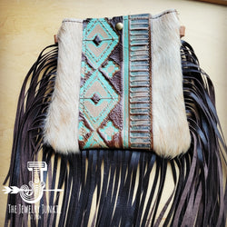 Small Crossbody Handbag Turquoise Navajo w/ Full Fringe 514j