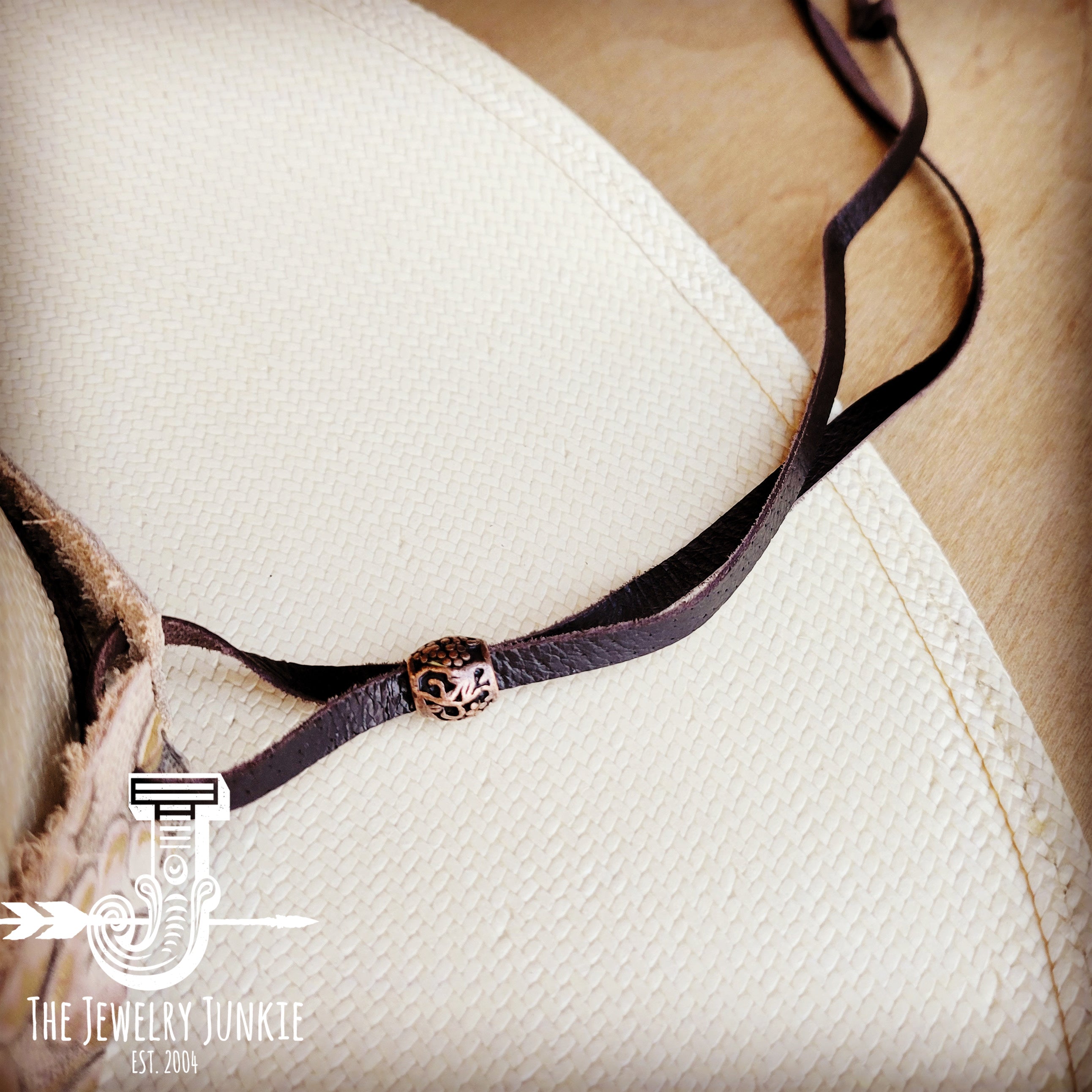 Tan Hair-on-Hide Leather Hat Band