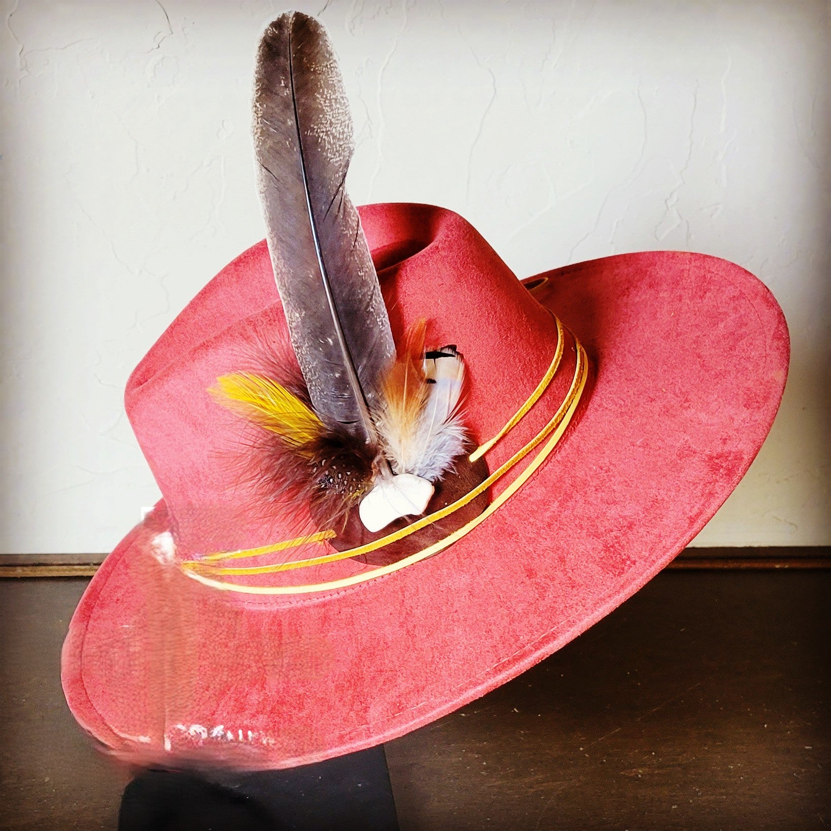 Boho Western Felt Hat w/ Choice of Turquoise Hat Accent-Rust 983a