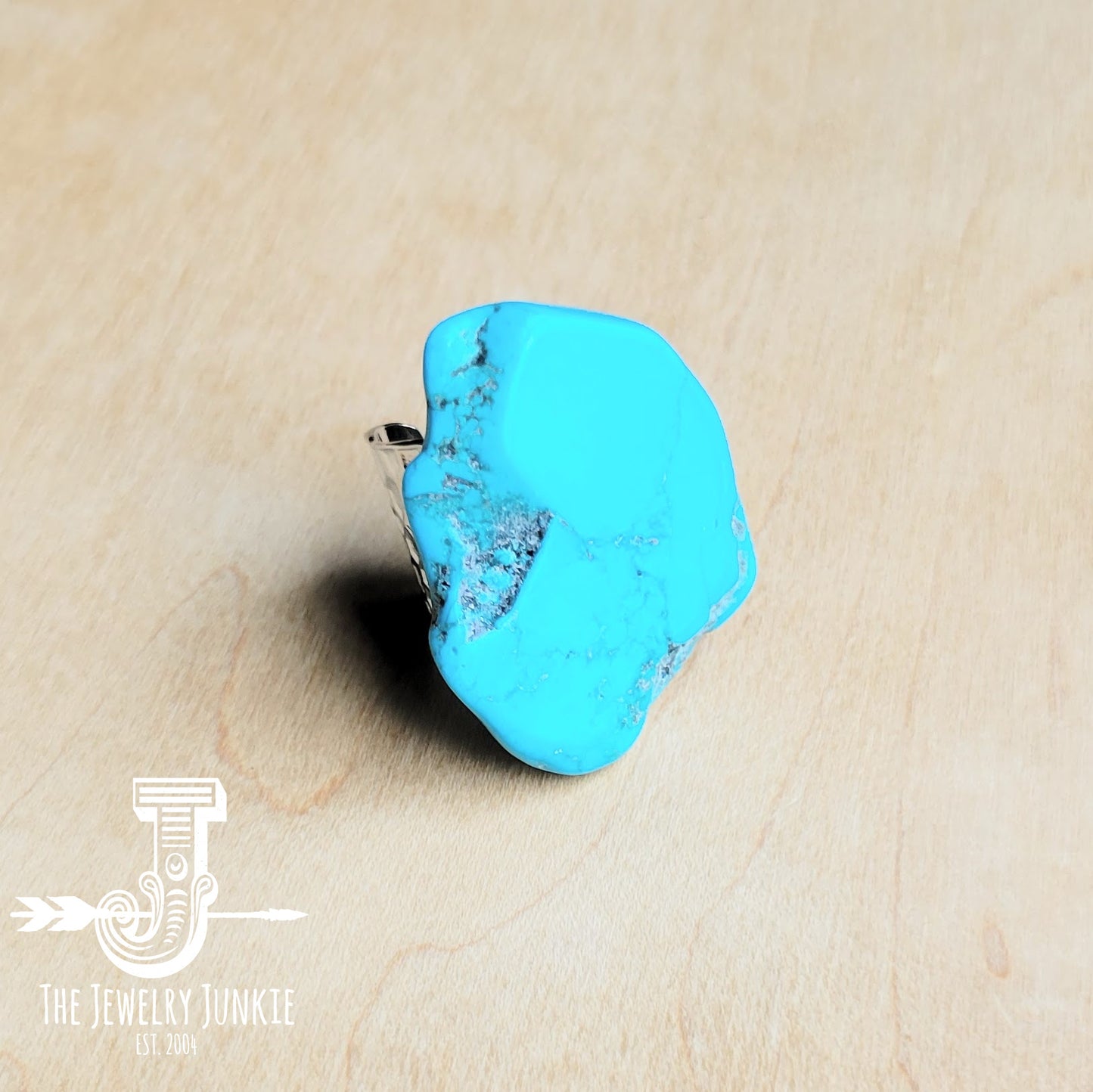 Blue Turquoise Slab Cocktail Statement Ring 012h