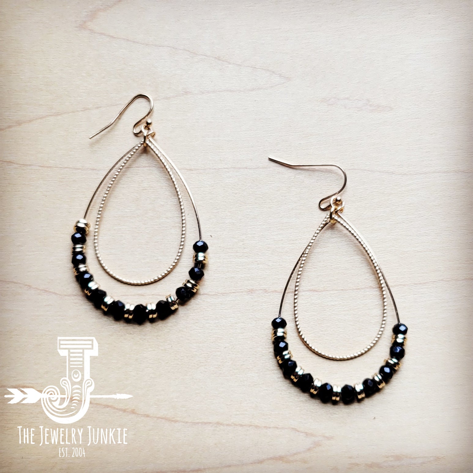 Teardrop Beaded Hoop Earrings Teardrop Beaded Hoop Earrings
