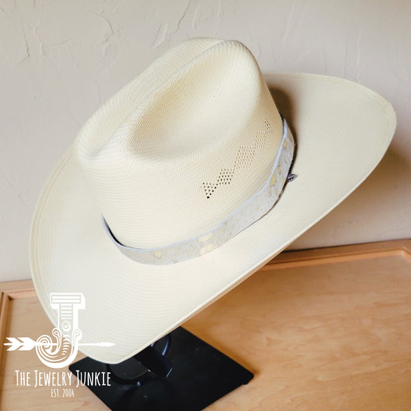Silver Metallic Leather Hat Band Only 984a