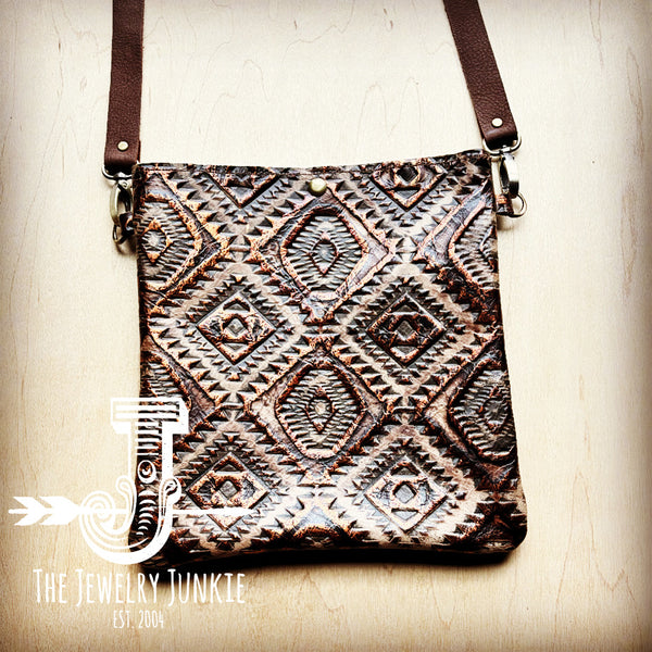 MEDIUM Crossbody Handbag w/ Copper Aztec Leather 513m