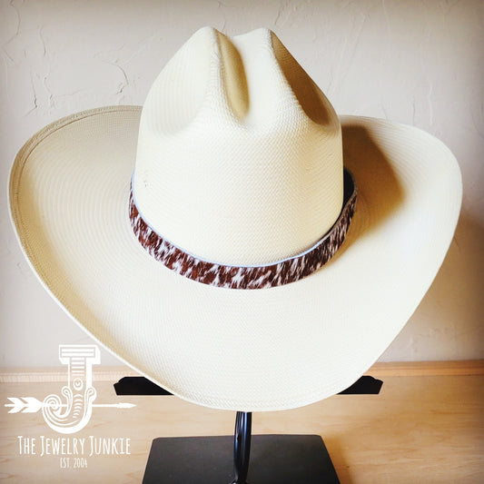 Spotted Brown Hair-on-Hide Leather Hat Band Only 984c