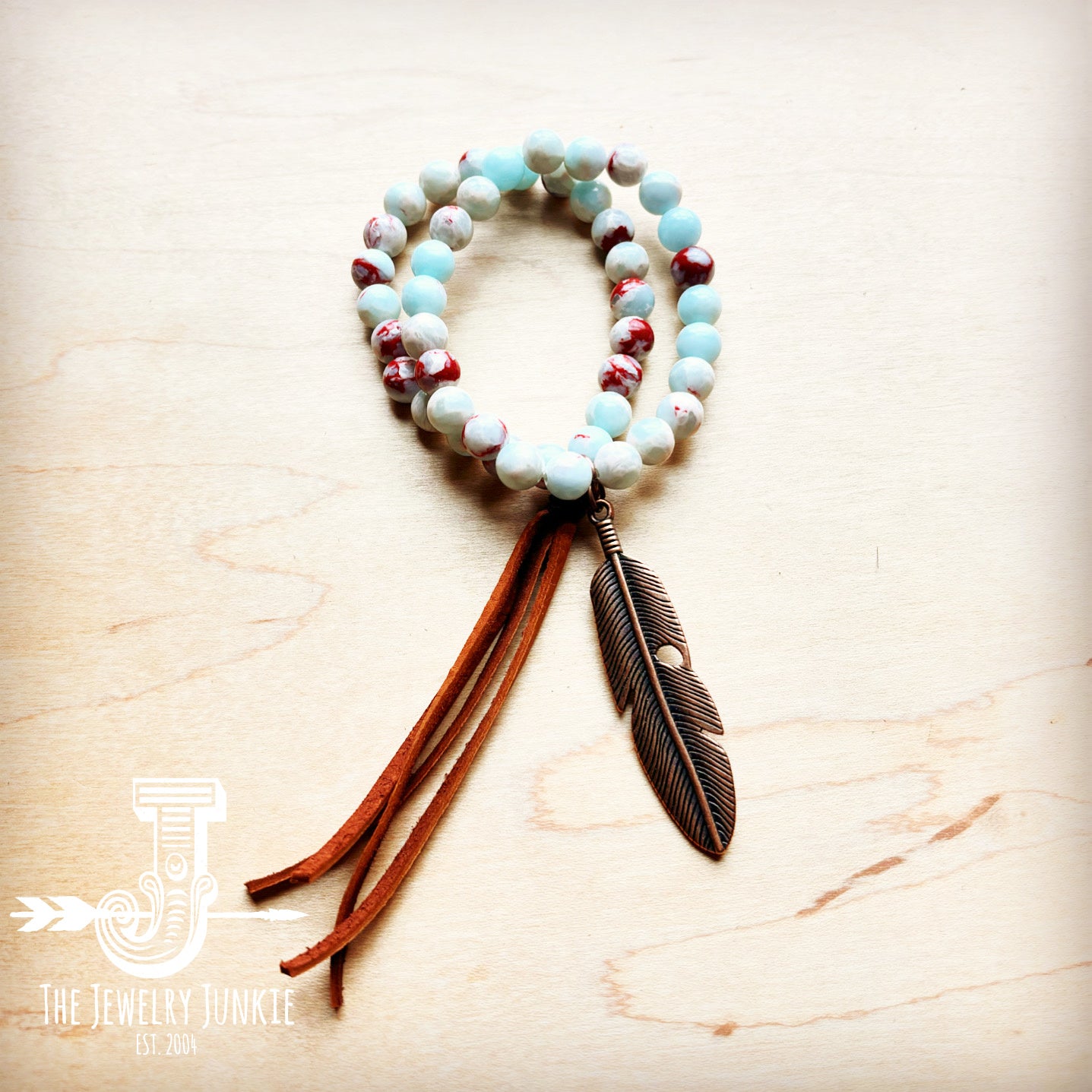 Aqua Terra Double Strand Beaded Bracelet w/ Tassel