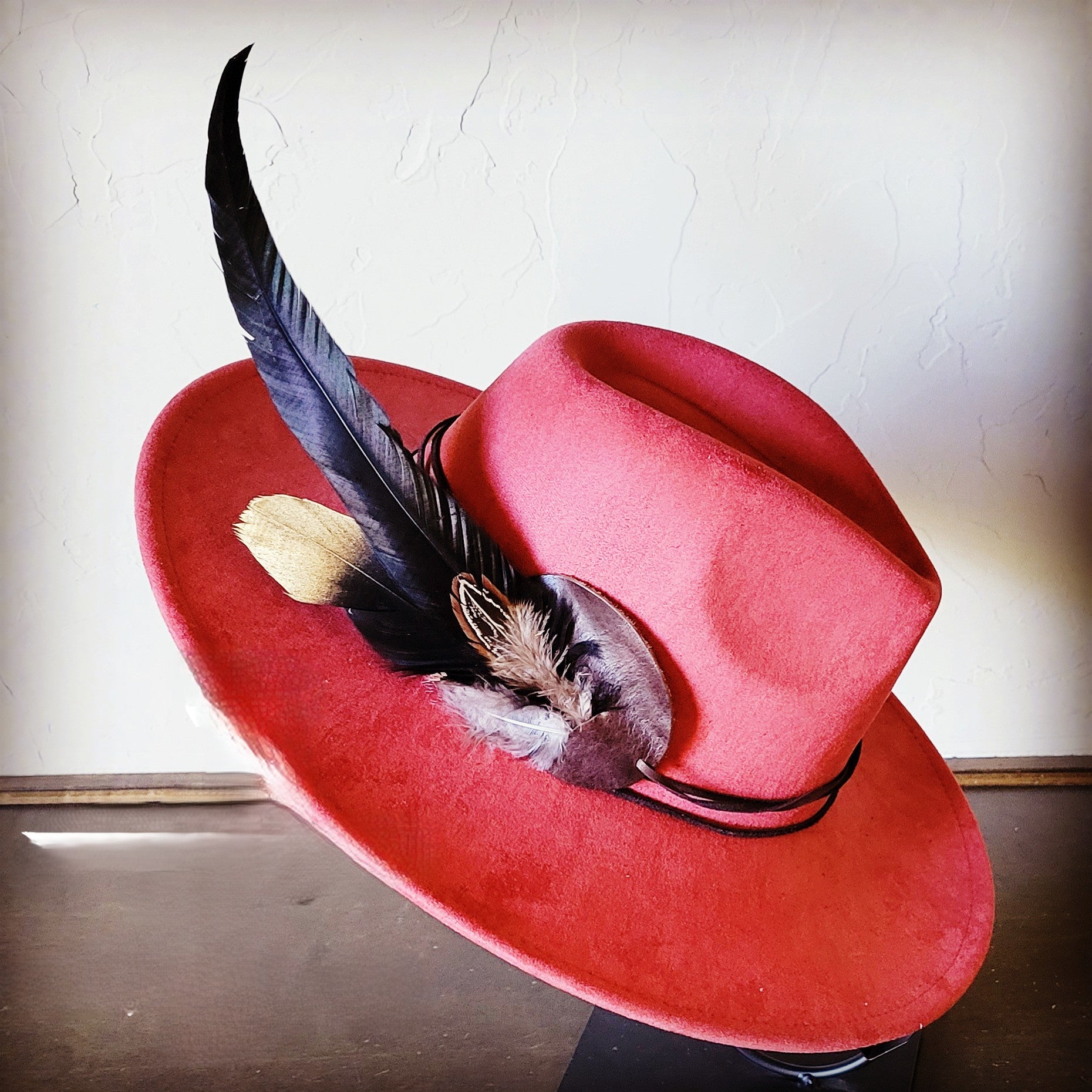 Boho Western Hat w/ Choice of Feather Hat Band-Rust 982g