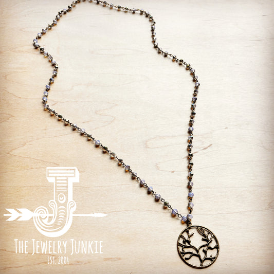 Periwinkle Faceted Beaded Necklace w/ Tree of Life 257L