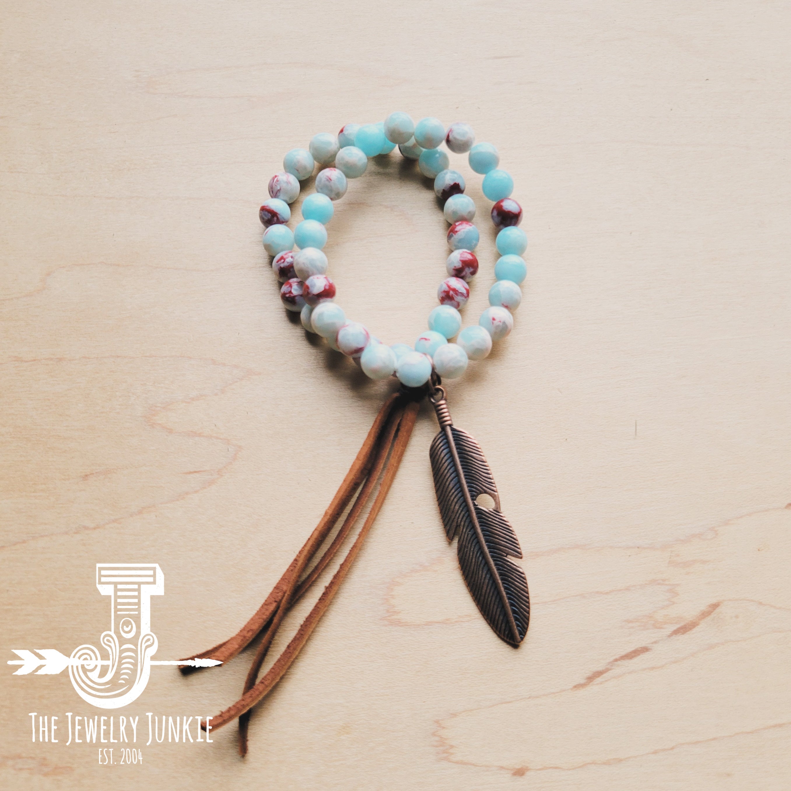 Aqua Terra Double Strand Beaded Bracelet w/ Tassel