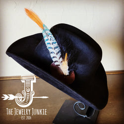 Cowgirl Western Hat w/ Feather Tie Hat Band-Black 982v