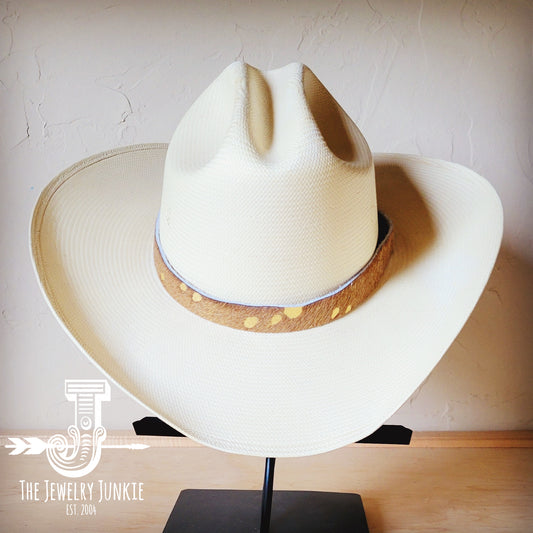 Tan Metallic Leather Hat Band Only 984b