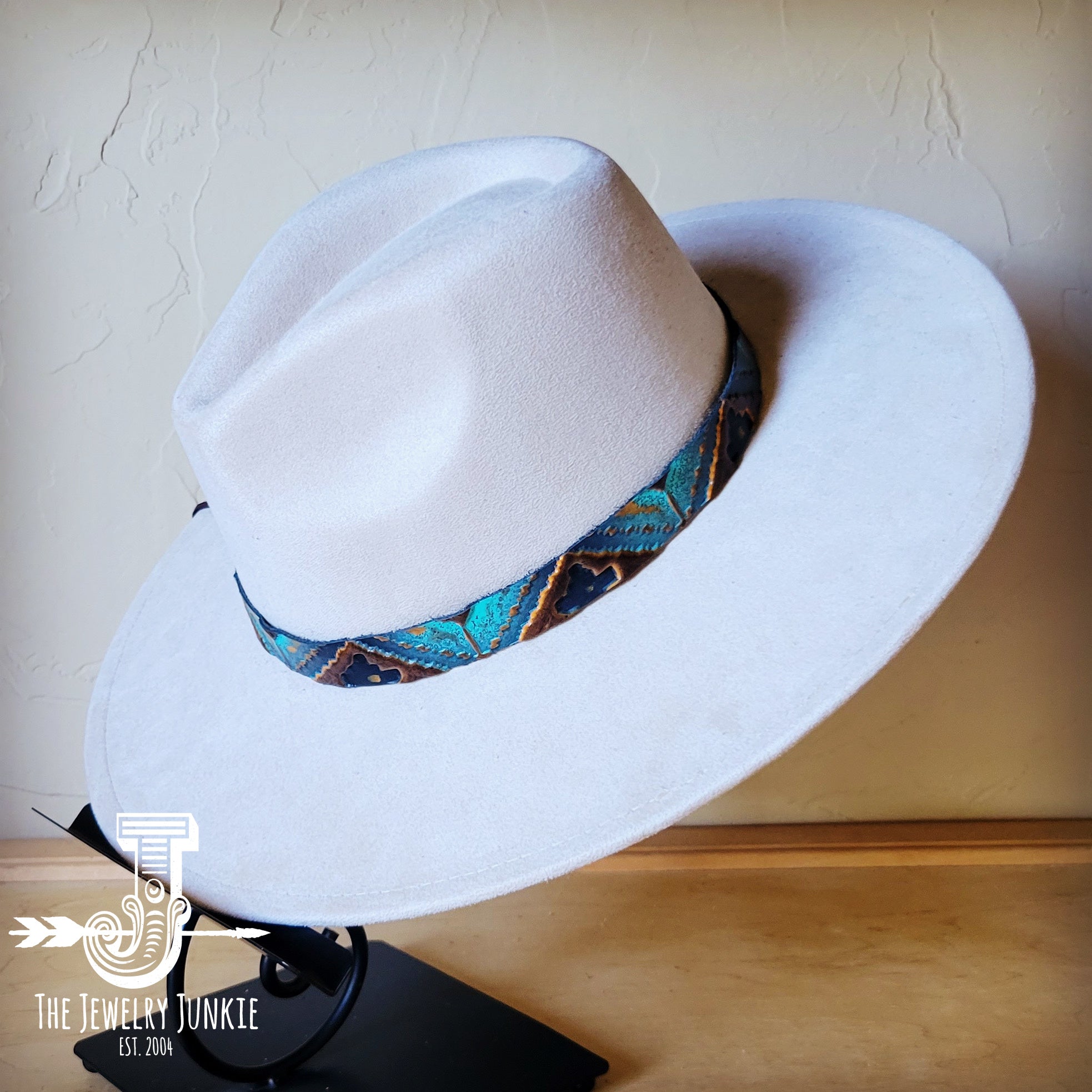 Blue Navajo Embossed Leather Hat