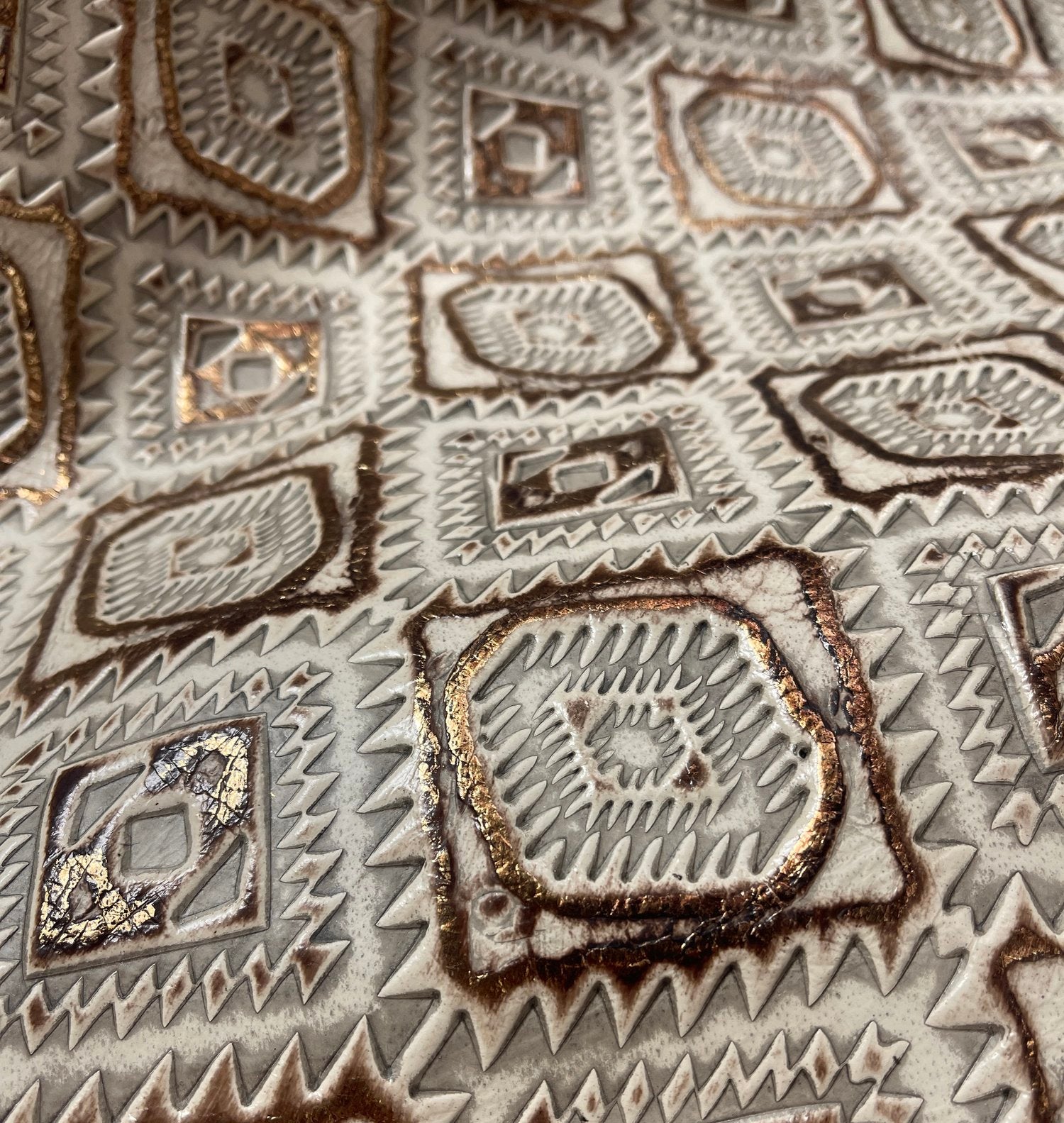 Gold Aztec Embossed Leather