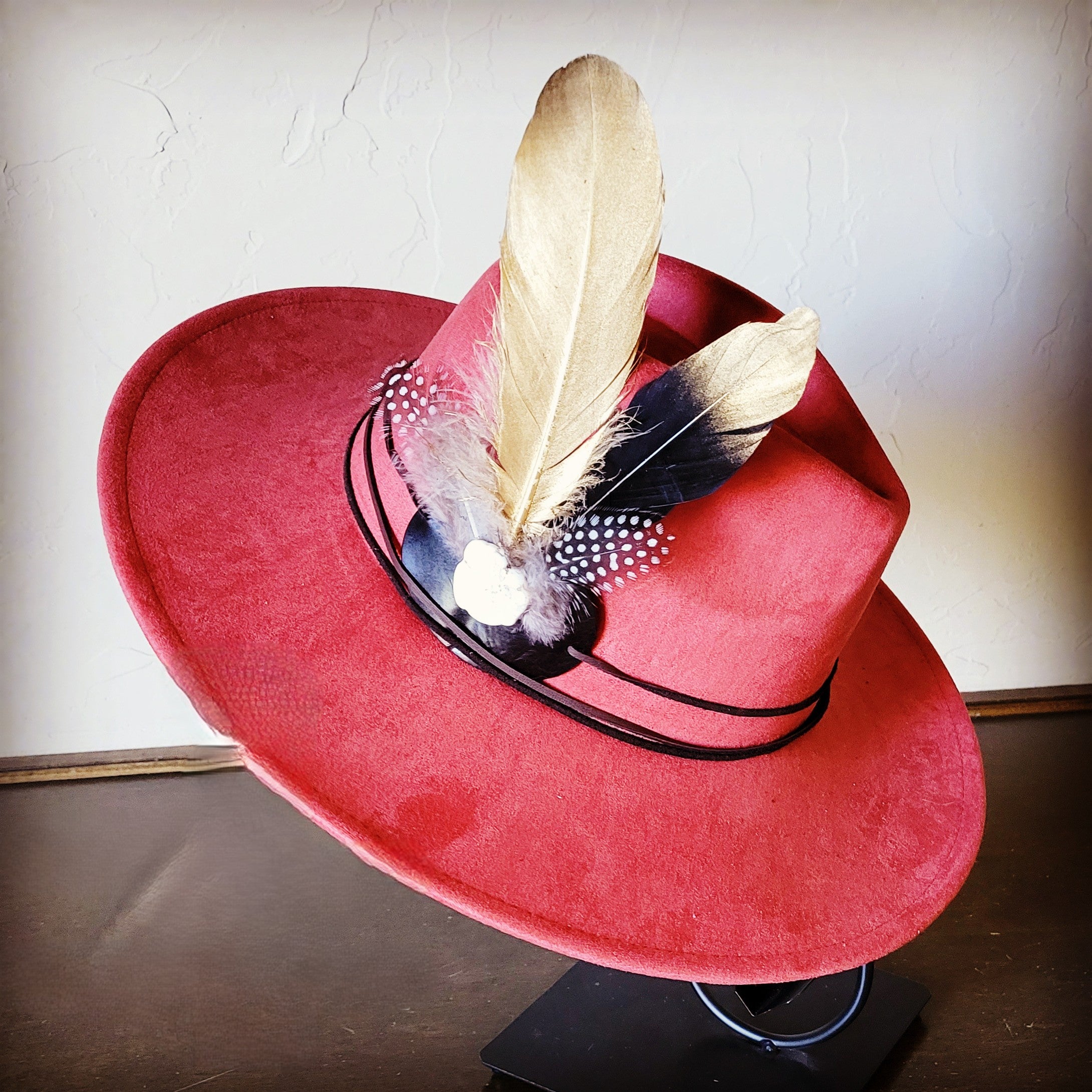 Boho Western Hat w/ Choice of Feather Hat Band-Rust 982g
