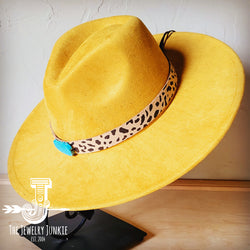 Mustard Boho Western Hat w/ Choice of Leather Band & Turquoise Slab 983w