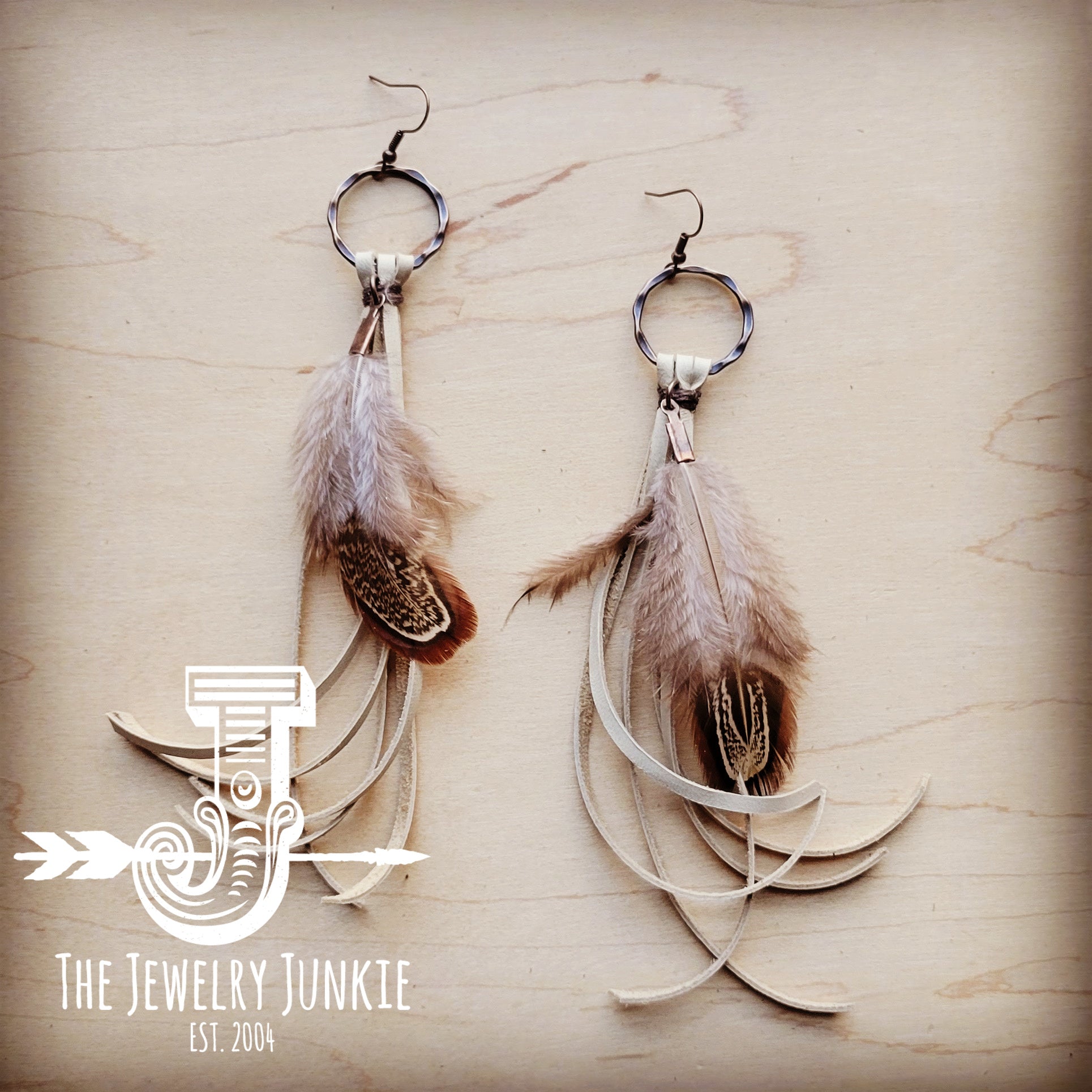 Boho Bone Deer Skin Leather Tassel Earring Brown Feather 217r The Jewelry Junkie