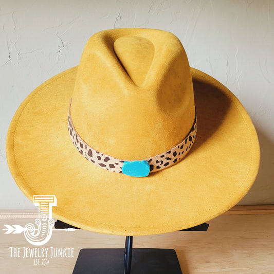 Mustard Boho Western Hat w/ Choice of Leather Band & Turquoise Slab 983w