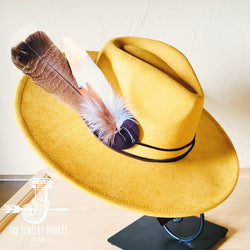 Mustard Boho Western Hat w/ Choice of Turquoise Hat Accent 983v