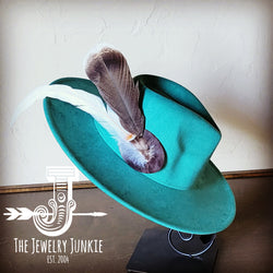 Boho Western Hat w/ Feather Tie Hat Band-Sage 982o