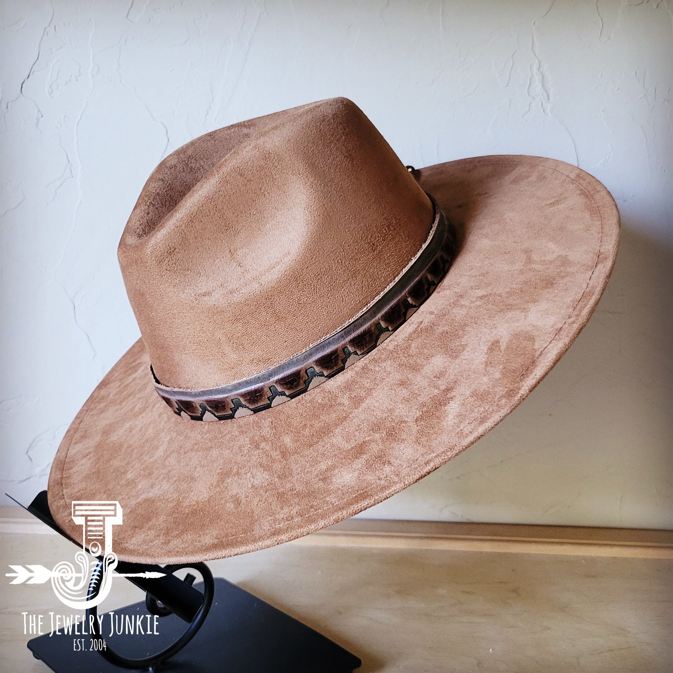 Red Navajo Embossed Leather Hat Band
