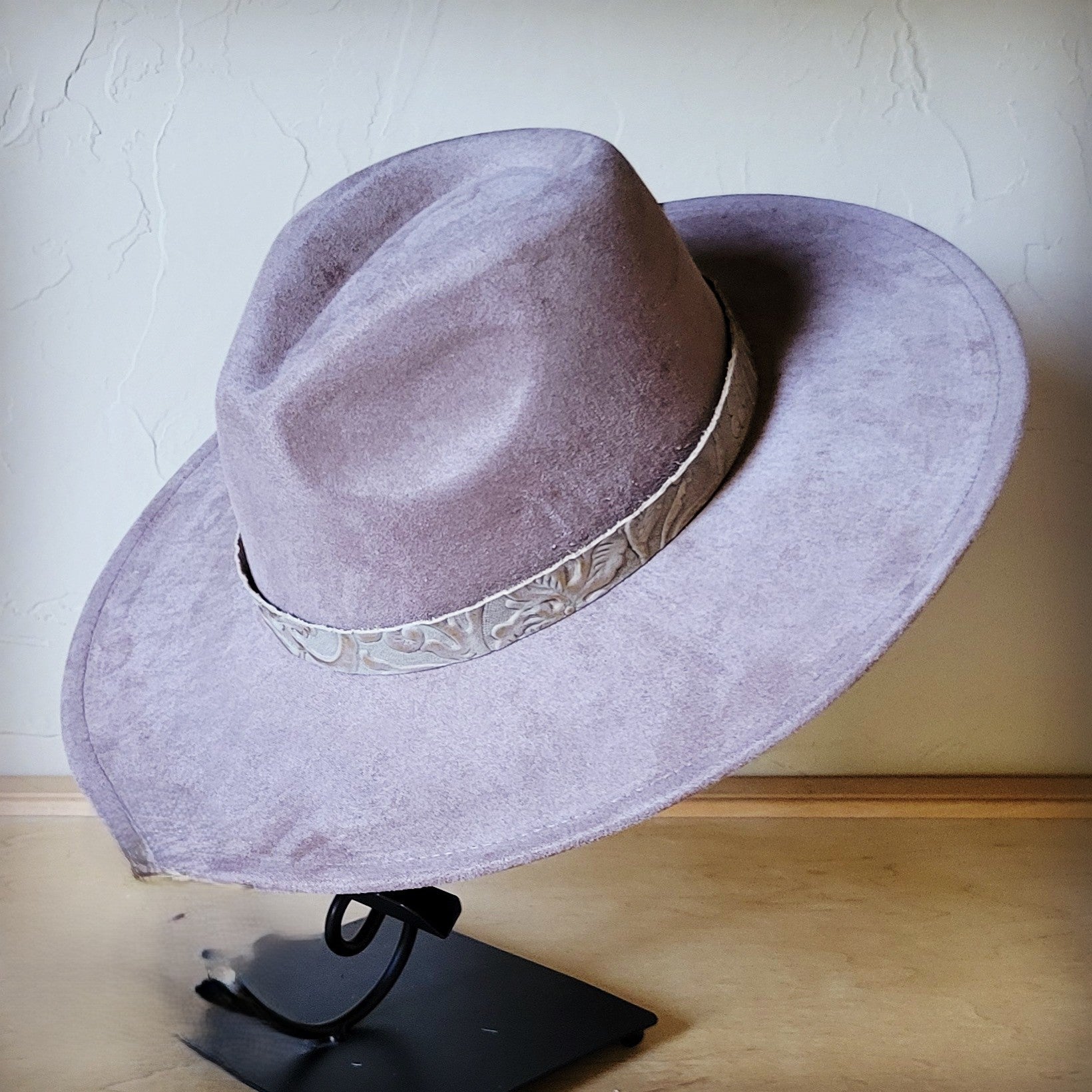 Taupe Boho Western Hat w/ Choice of Leather Band & Turquoise Slab 983w