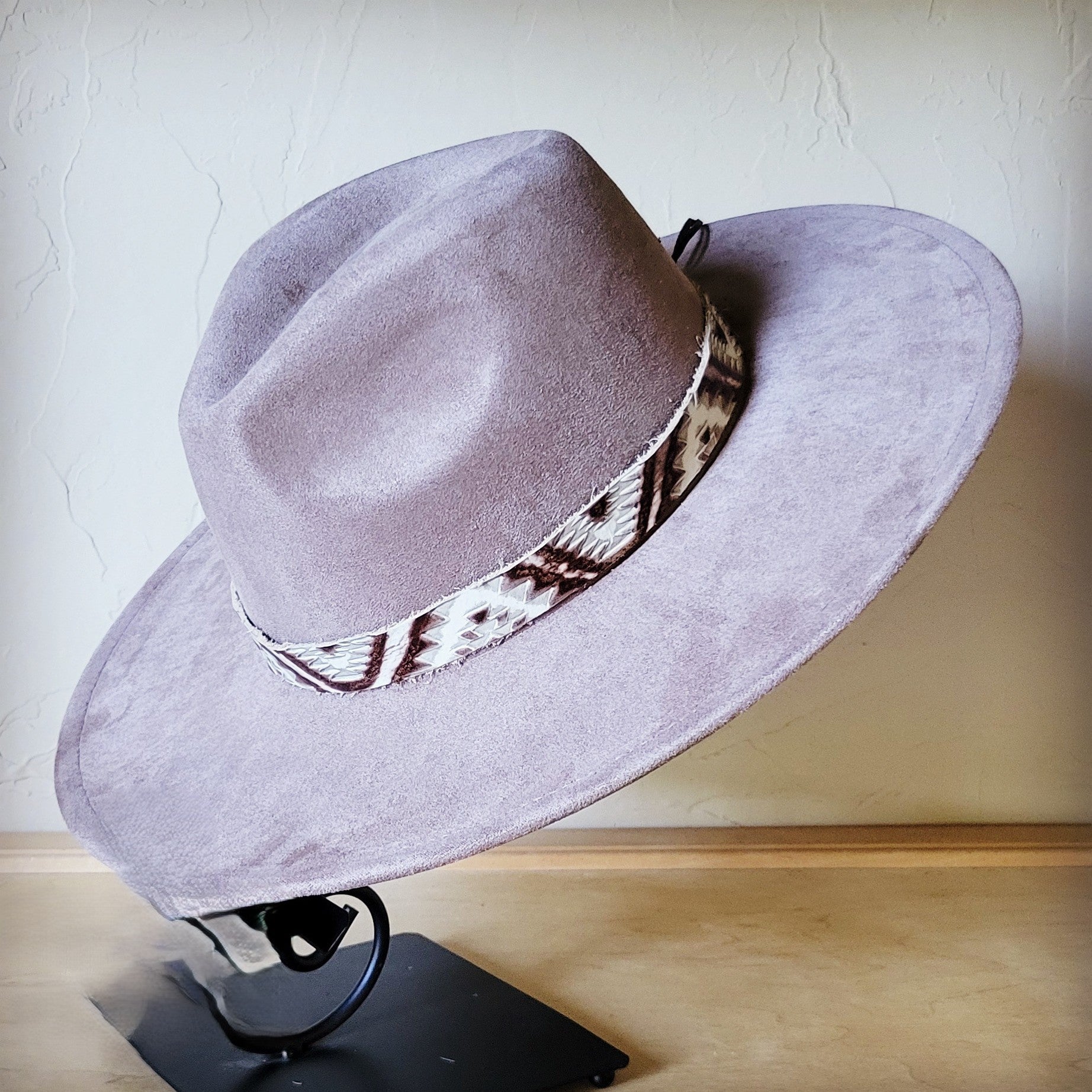 Taupe Boho Western Hat w/ Choice of Leather Band & Turquoise Slab 983w