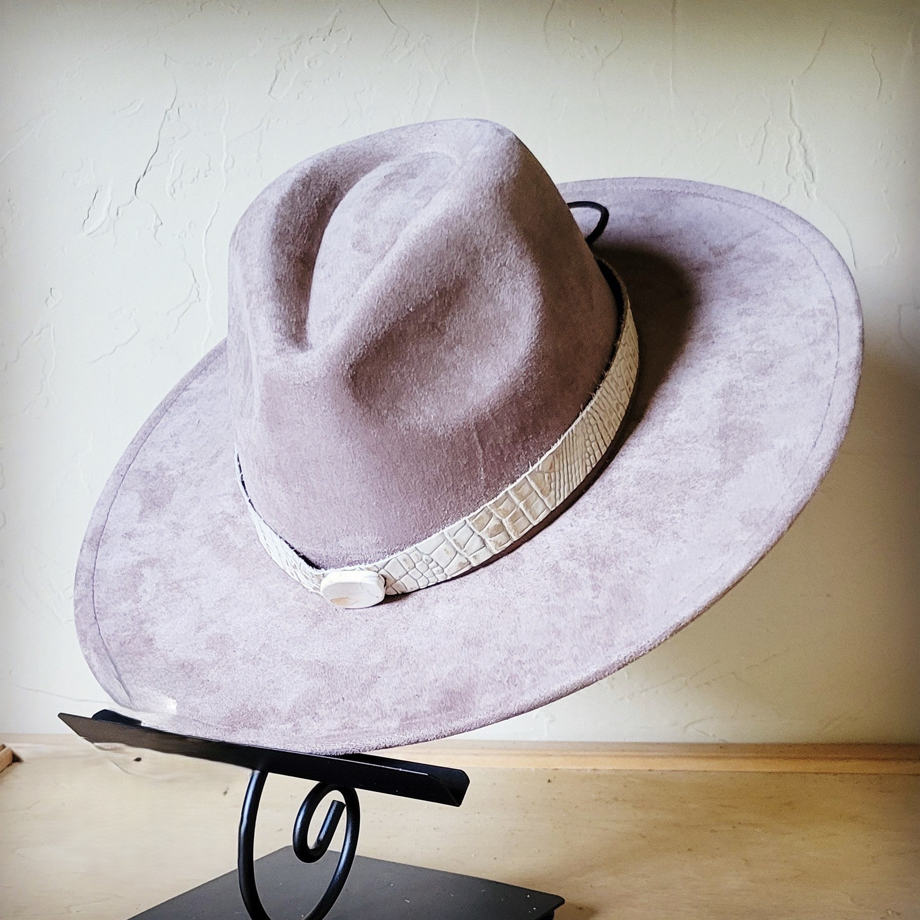 Taupe Boho Western Hat w/ Choice of Leather Band & Turquoise Slab 983w