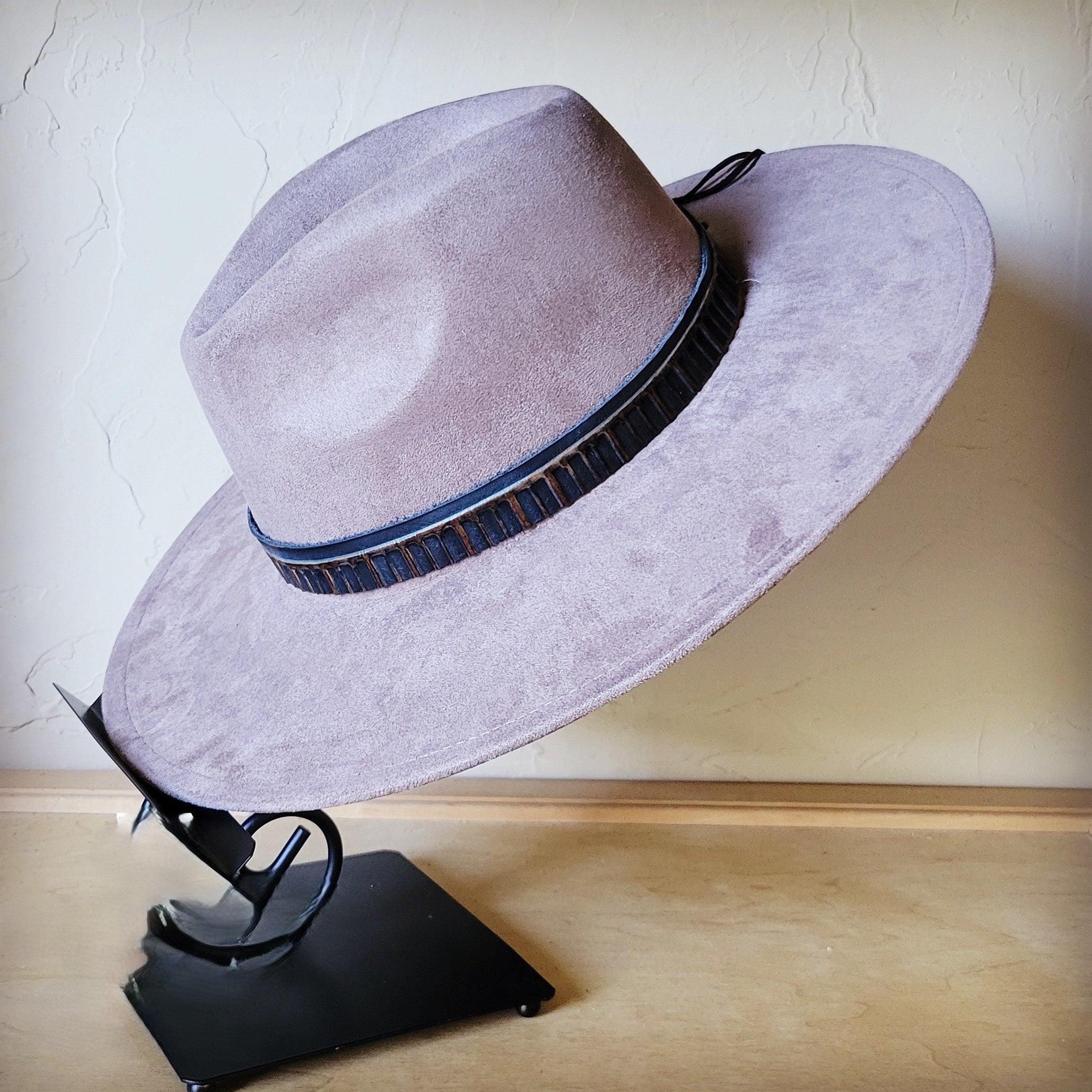 Taupe Boho Western Hat w/ Choice of Leather Band & Turquoise Slab 983w