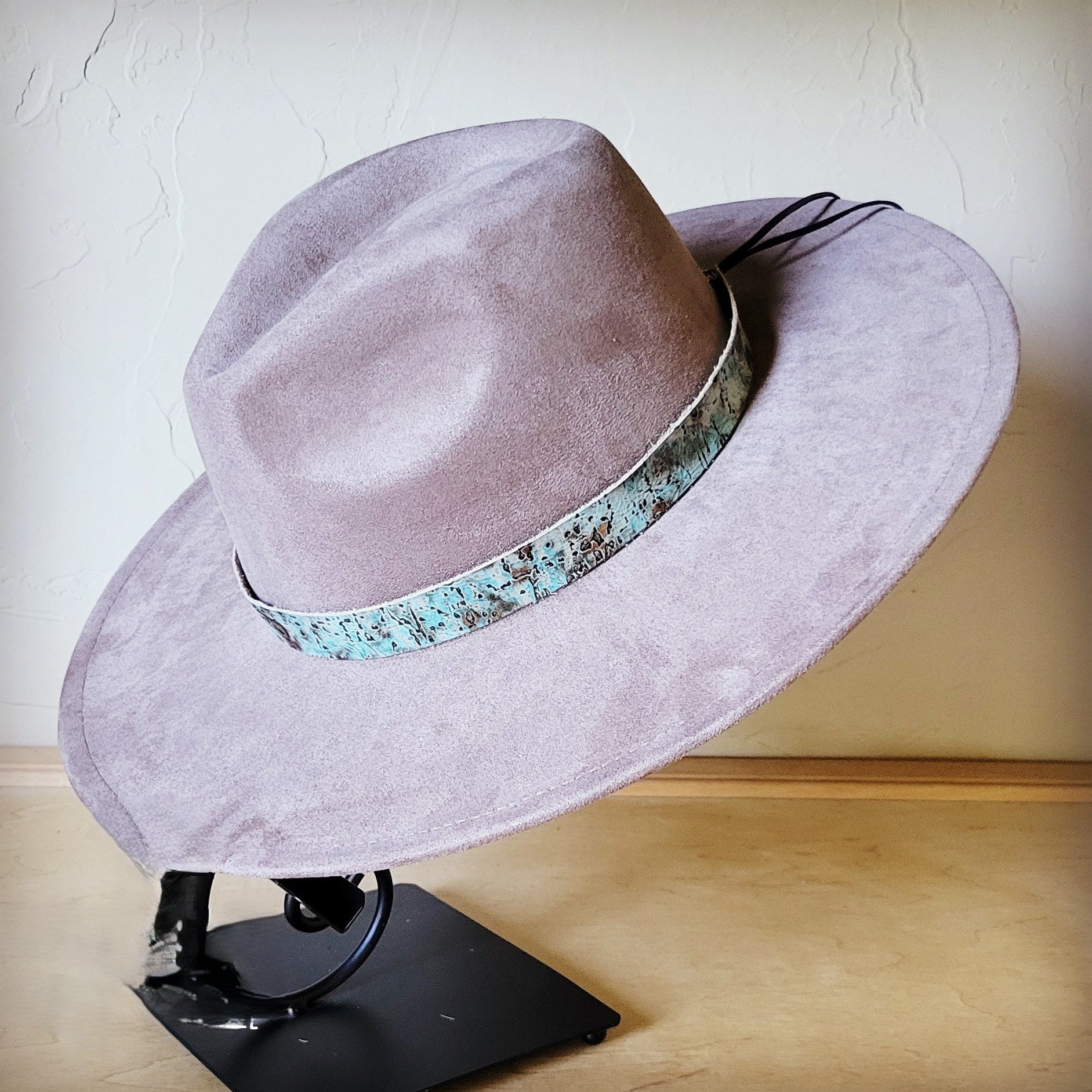 Taupe Boho Western Hat w/ Choice of Leather Band & Turquoise Slab 983w