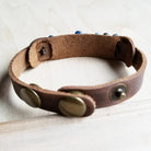Dusty Leather Narrow Cuff with Turquoise Regalite Stones 006v - The Jewelry Junkie