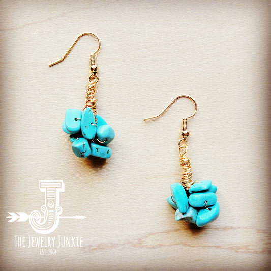 **Turquoise Chip Cluster Earrings 212a