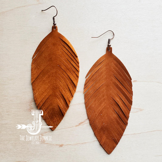 **Tan Suede Feather Earrings (200p)
