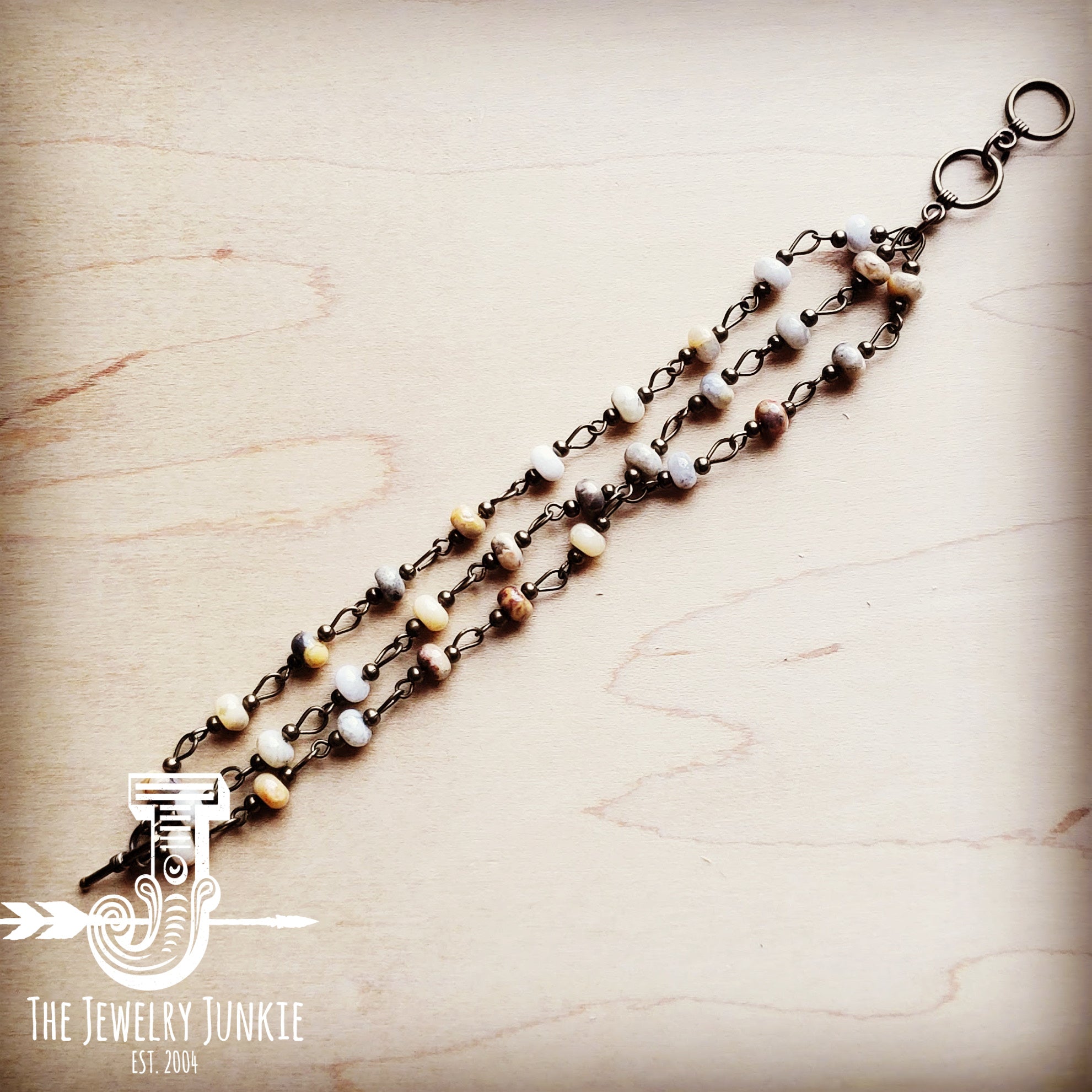 Triple Strand Natural Agate Bracelet