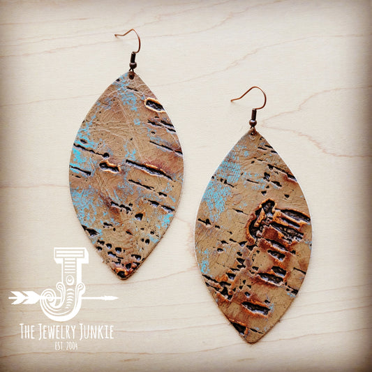 **Leather Oval Earring-Driftwood Tarnished Copper 209w