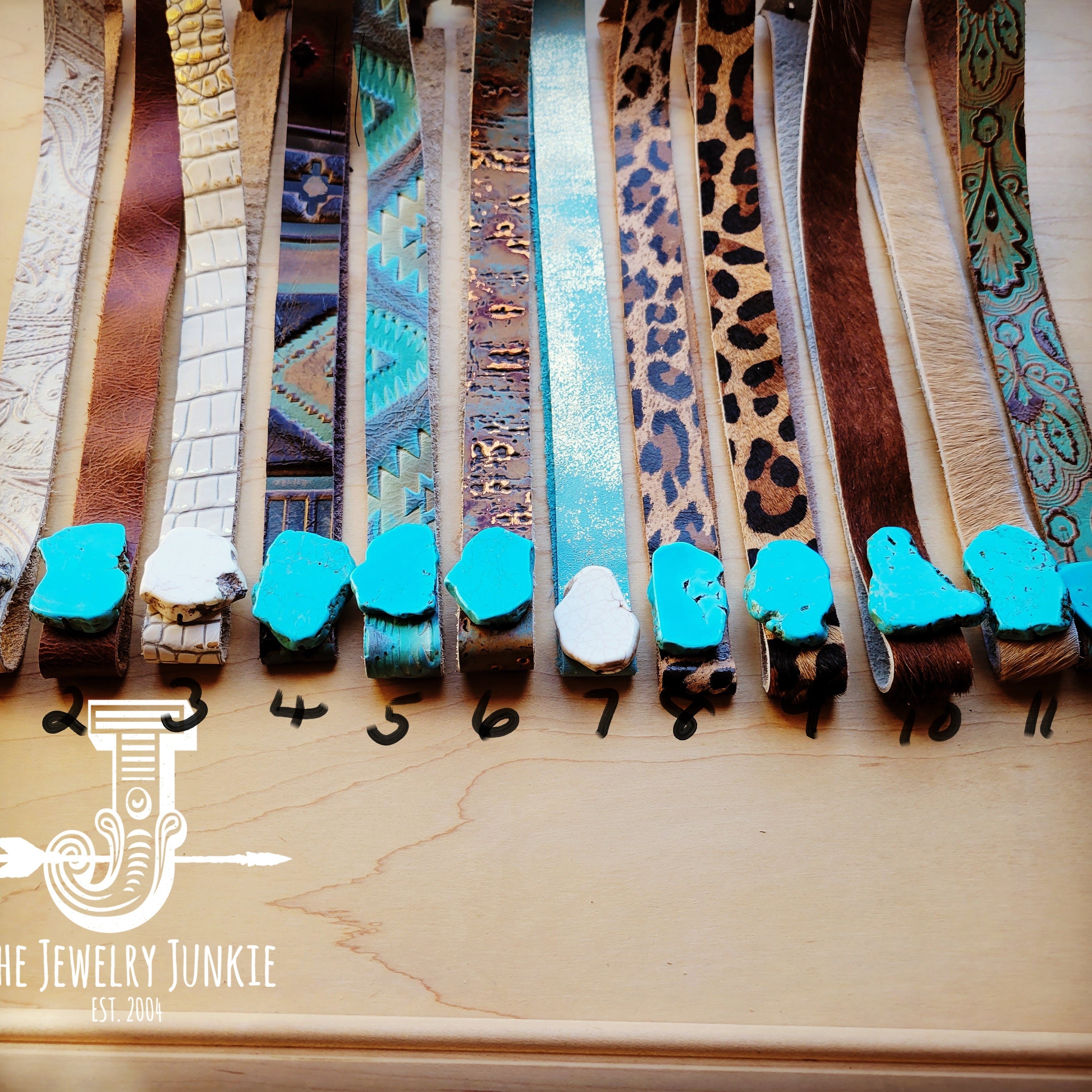 Boho Western Felt Hat w/ Choice of Leather Hat Band w/ Turquoise Slab-Bone 980i