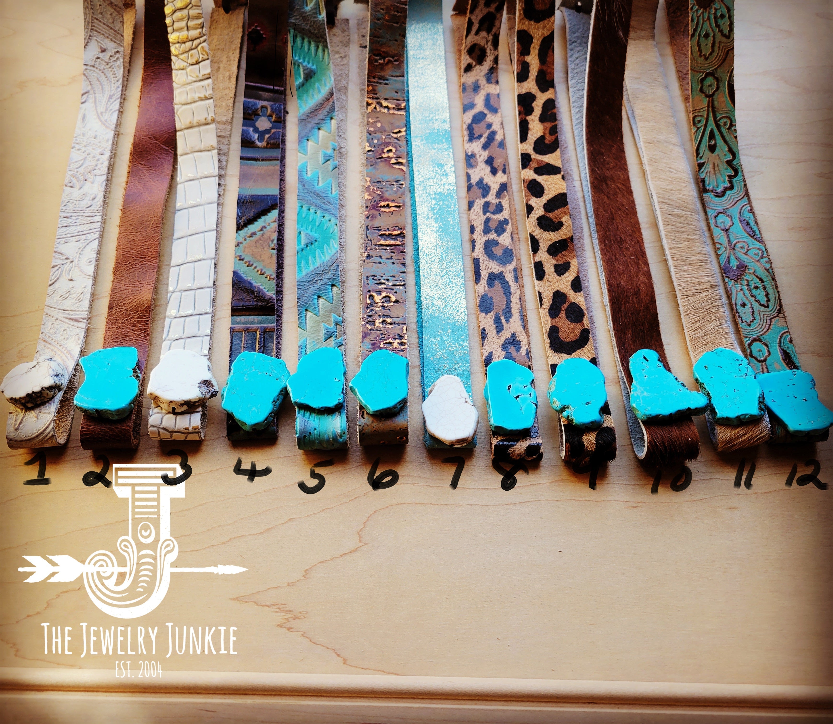 Boho Western Felt Hat w/ Choice of Leather Hat Band w/ Turquoise Slab-Black