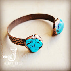 Genuine Natural Turquoise Cuff Bangle Bracelet in Copper 806t