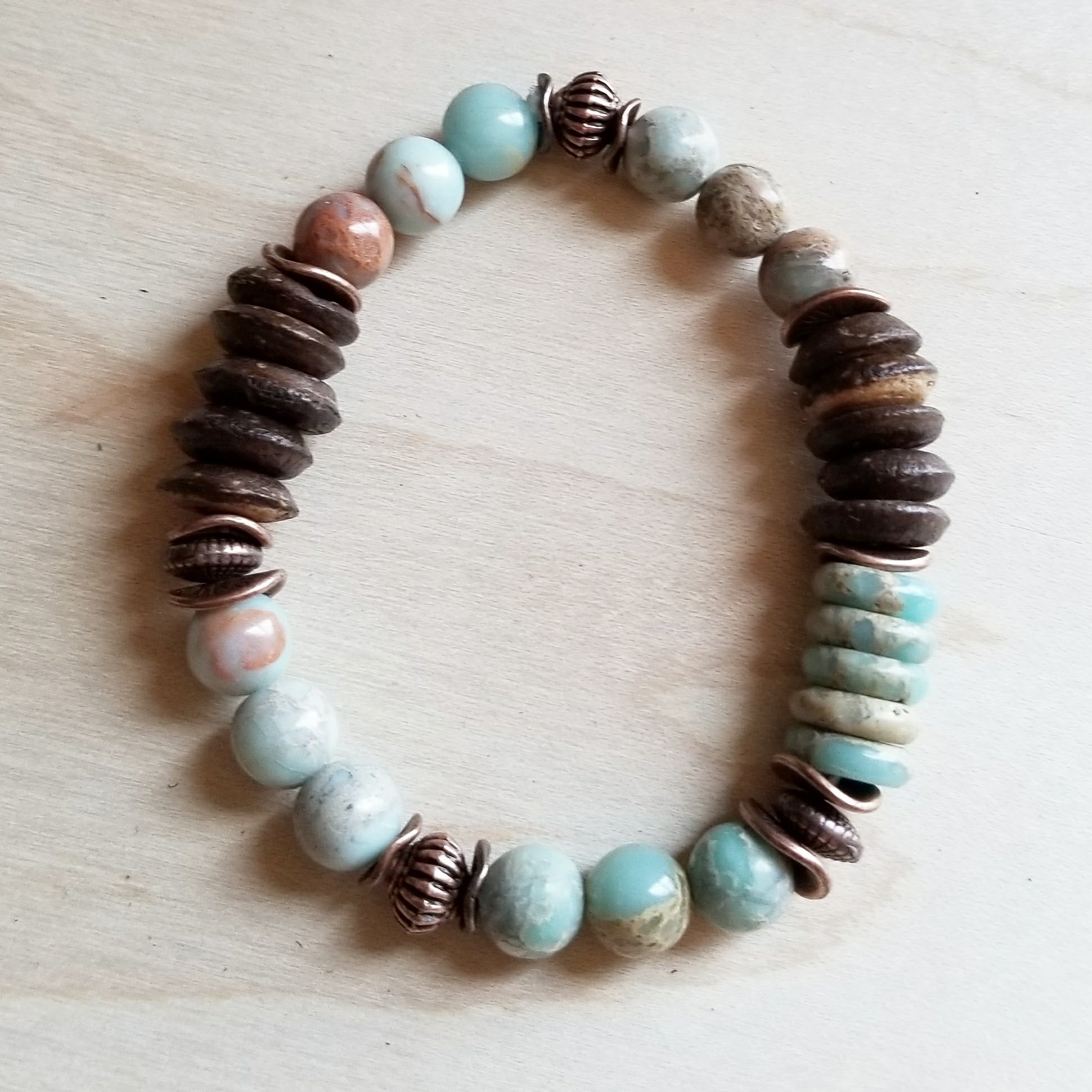 Aqua Terra and Wood Bracelet 239B - The Jewelry Junkie