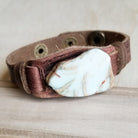 Aqua Terra Slab on Narrow Leather Cuff Bracelett 006c - The Jewelry Junkie