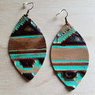 Leather Oval Earrings in Turquoise Navajo