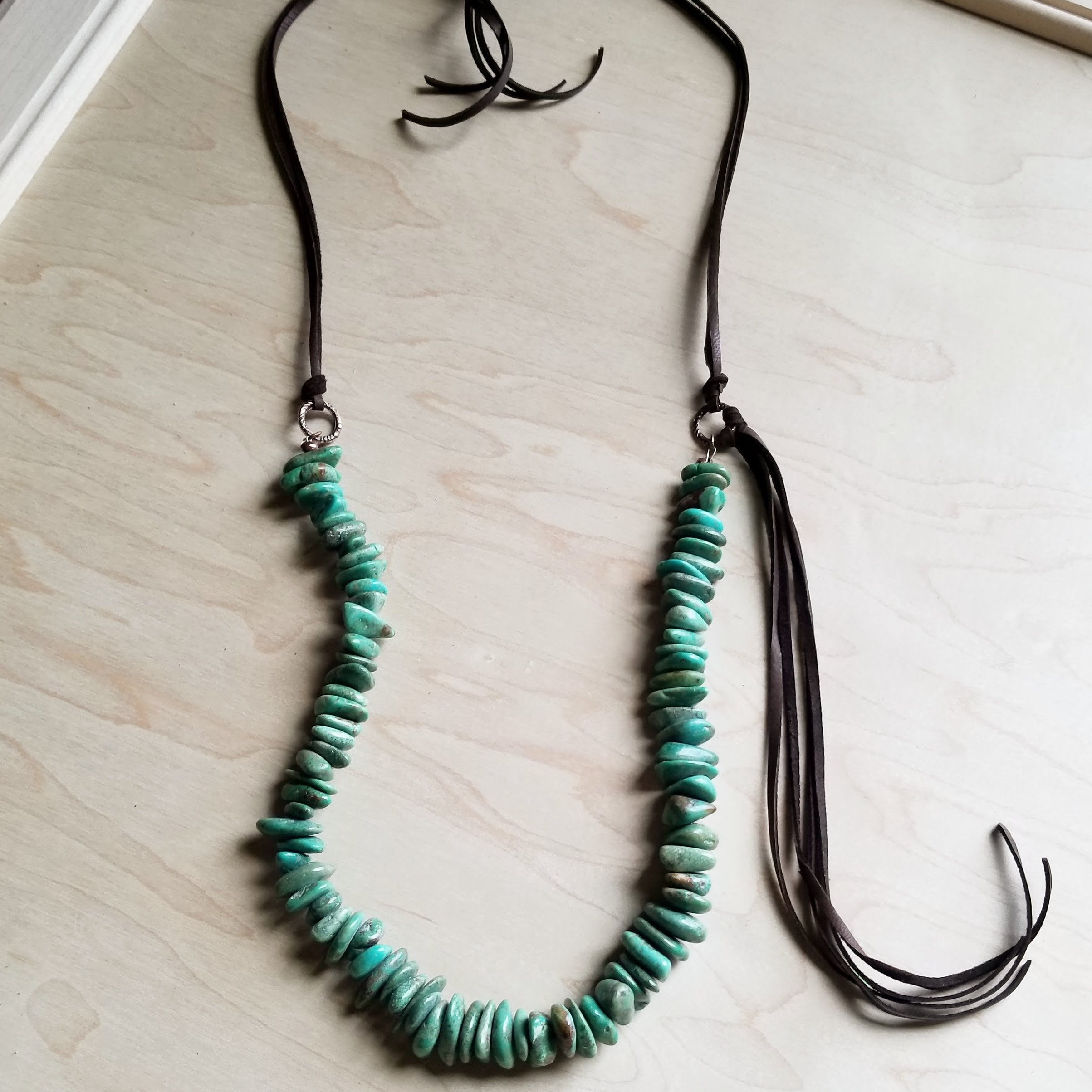 Leather and shop turquoise necklace