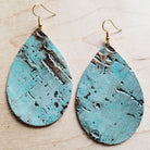 Leather Teardrop Earrings in Turquoise Metallic 222m - The Jewelry Junkie