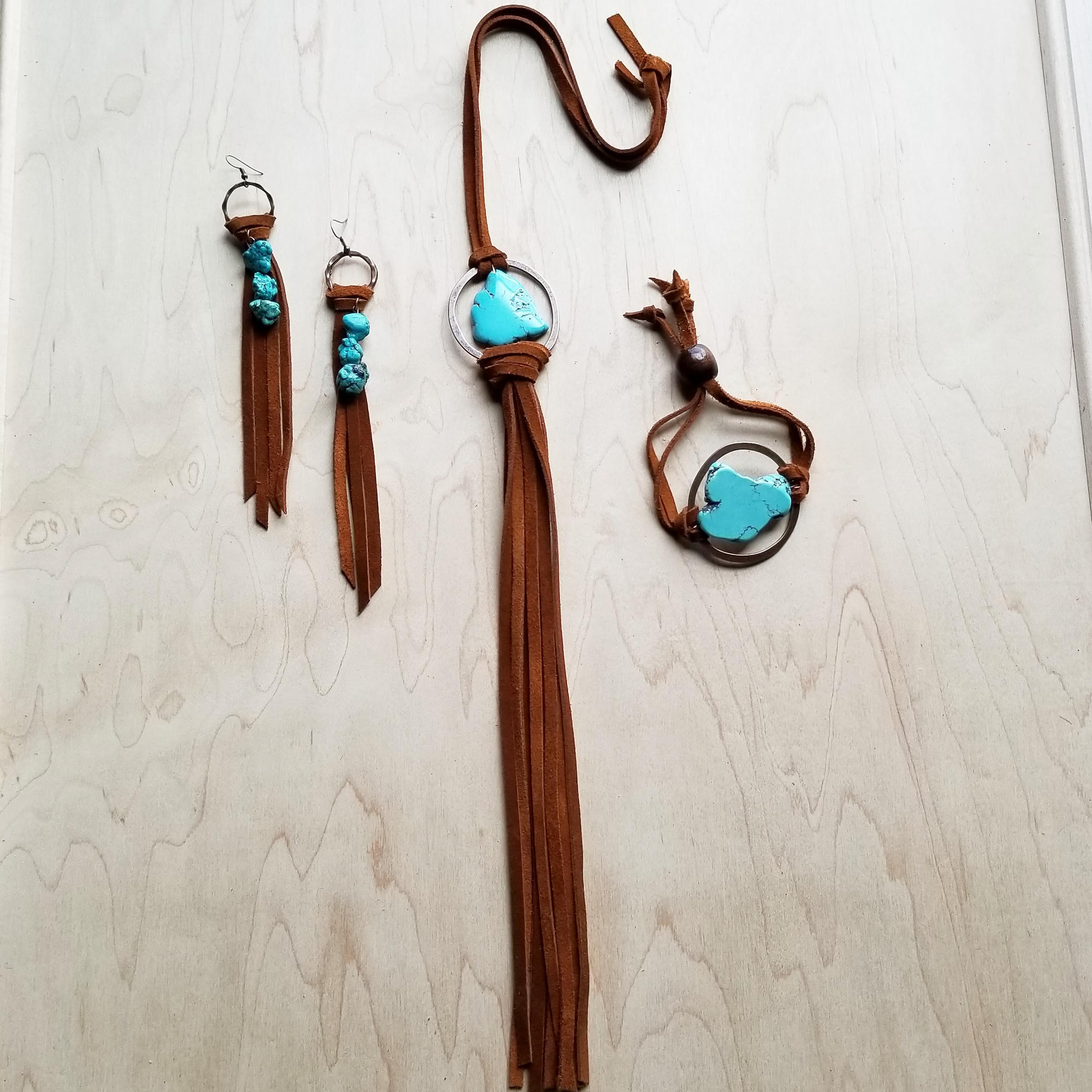 Blue Turquoise Earrings, Bracelet and etc