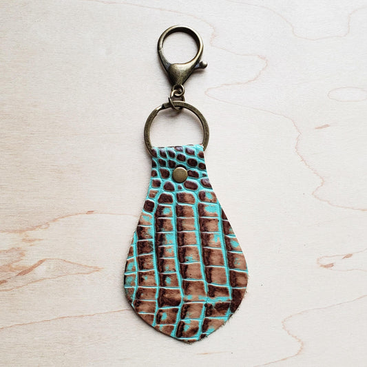 **Embossed Leather Key Chain - Turquoise Gator 700L