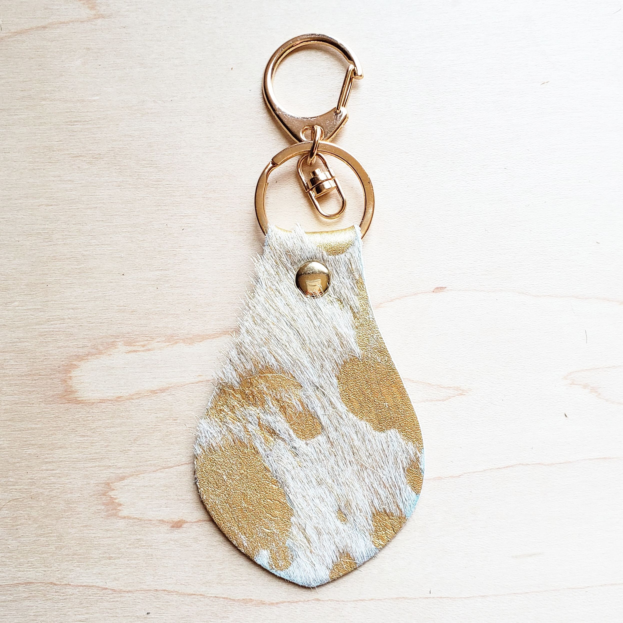 Leather Keychain-Gold Hair on Hide