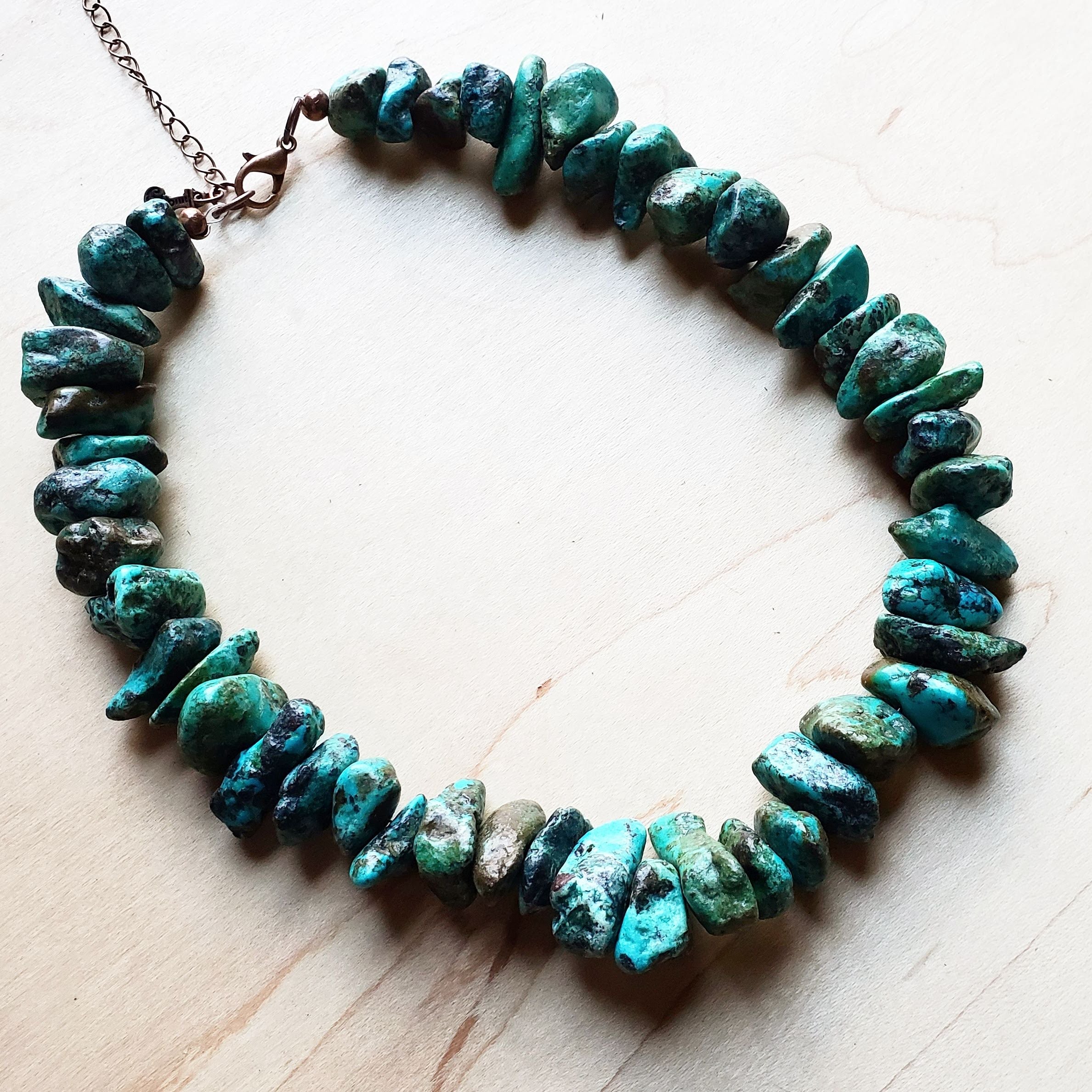Chunky Natural Turquoise Collar Length Necklace