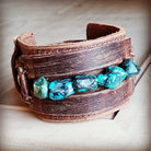 leather cuff with natural turquoise