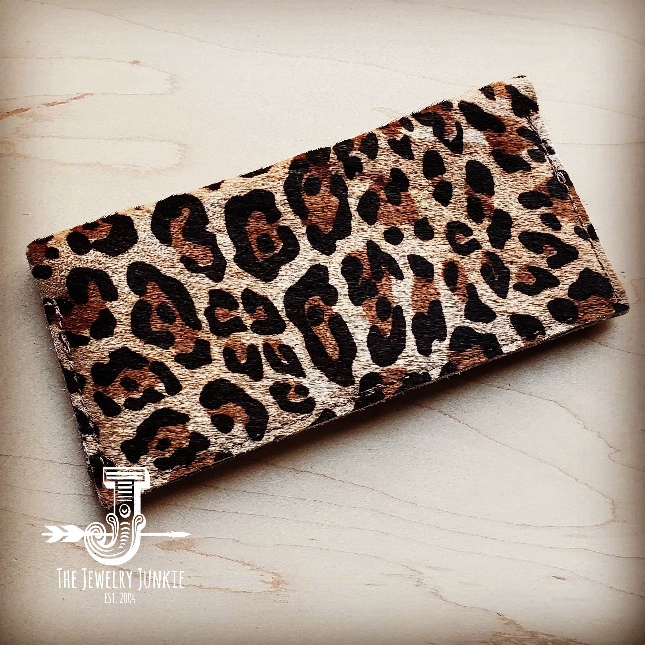 Leopard print hide and leather wallet #L03