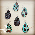 Leather Teardrop Earrings in Turquoise